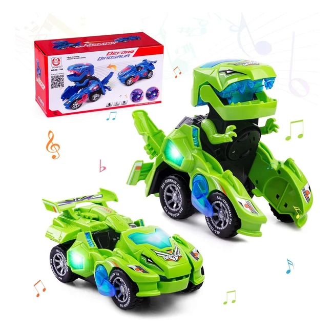 Highttoy Macchina Trasformatore Dinosauro Giocattolo Bambino 3-6 Anni - Robot Trasformabile Automatico