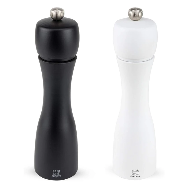 Juego de Molinos de Sal y Pimienta Peugeot Acero Inoxidable Negro/Blanco 20cm - Envío Gratis