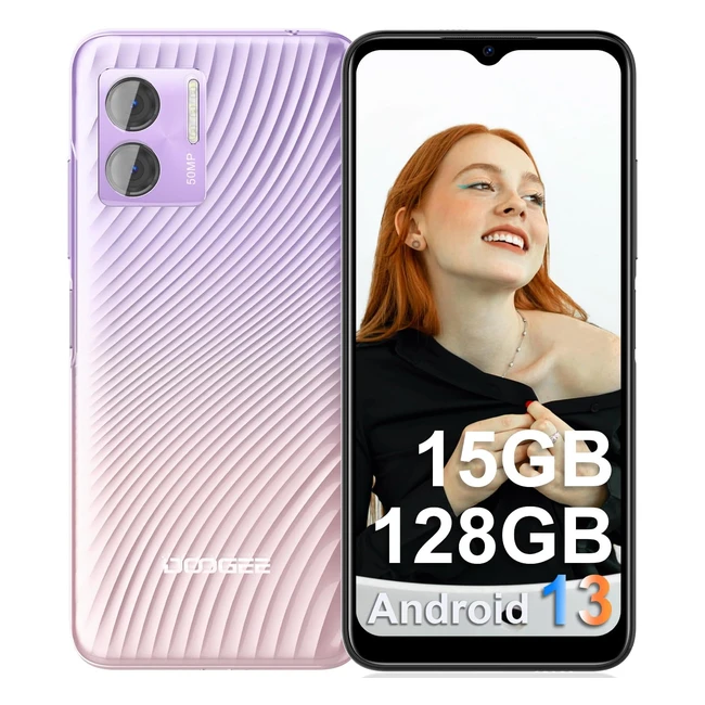 ¡Oferta! Doogee N50 - Móvil barato y bueno - 15GB RAM/128GB ROM - Android 13 - 50MP cámara - 4200mAh batería - 6.52 pulgadas HD - 1TB SD - Carga rápida 18W - Huella dactilar - 5G WiFi - OTG