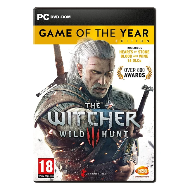 The Witcher 3 Game of the Year Edition PC DVD - Monster Slayer for Hire, Superhuman Skills, Upgradeable Weapons