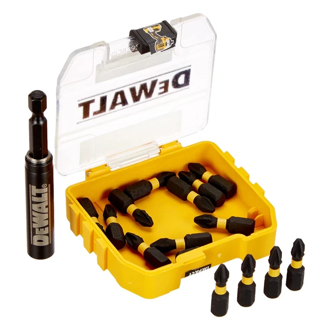 Juego de 15 piezas Dewalt DT70618TQZ - Puntas de atornillar de 25 mm - Guía magnética compacta - Impacto torsión