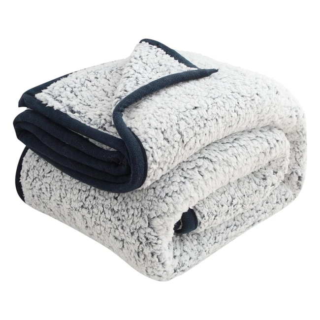 Emme Fuzzy Fleece Throw Blanket - Ultra Soft & Warm Sherpa Blanket - Cozy & Lightweight - Navy