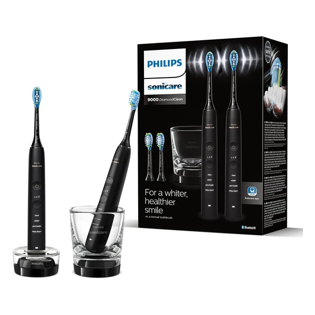 Cepillo Dental Eléctrico Philips Sonicare DiamondClean 9000 - Dientes Más Blancos - App - Negro