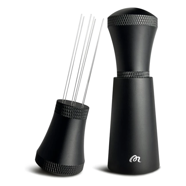 Aluminum Alloy WDT Tool Espresso with Stand - 03mm Thick Stainless Steel - 7 Needles - Barista Black
