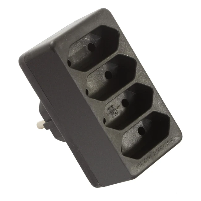 Schwabe Euromultistecker 4-fach Eingang Schutzkontaktstecker Ausgang 4 x Eurosteckdose 230V16A IP20 Schwarz