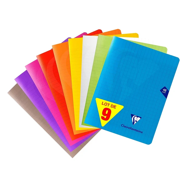 Clairefontaine 293751AMZC - Lote de 9 cuadernos grapados Mimesys 17x22 cm - Cuadriculado blanco 90g