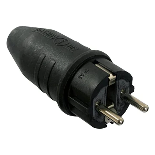 Schwabe Steckdosen-Gummi-Stecker 1016A max Querschnitt 25mm IP44 für den Außenbereich, doppelter Schutzkontakt, 1 Stück, schwarz