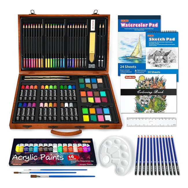 Shuttle Art 118 Piece Deluxe Art Set - Professional Artist Tools for Drawing and Painting - Perfect for Kids and Adults