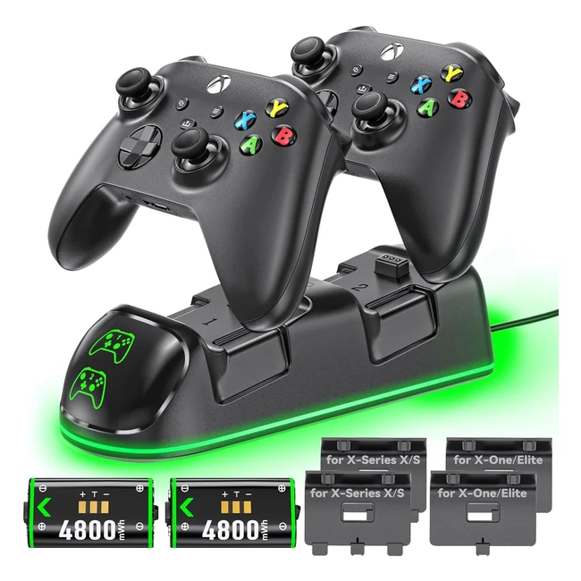 Chargeur Xbox avec 2 batteries rechargeables 4800 mWh - Station de chargement Xbox