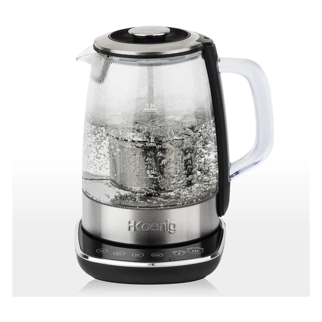 Teiera Automatica H.Koenig TI600, Filtro Rimovibile, Acciaio Inox/Vetro, 1.5L, 2200W