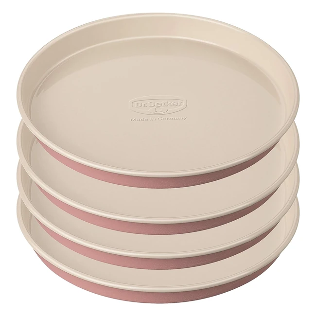 Juego de 4 moldes de pastel retro Dr. Oetker 4654, 17x3cm, acero, color rosa/crema