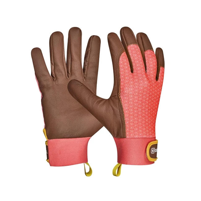 Gebol Lonicera Gartenhandschuh aus Echtleder und Recyclingmaterial, Größe 8, für Damen - Rosa Braun