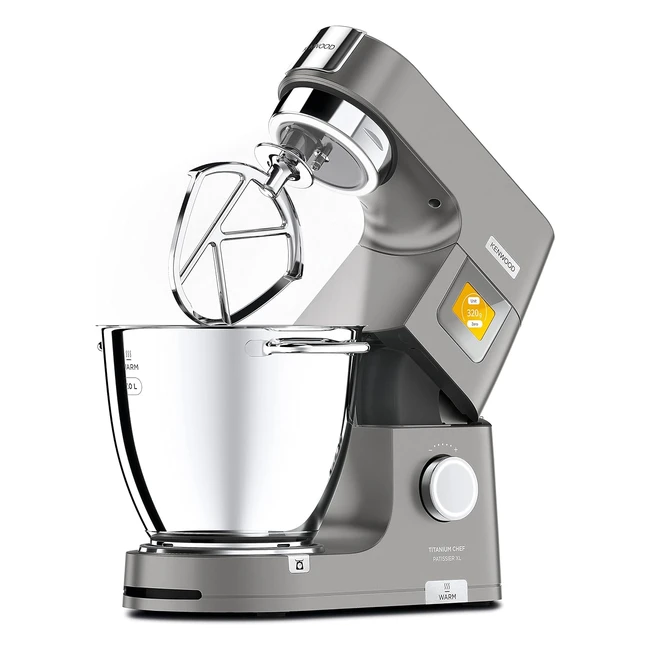 Kenwood Titanium Chef Patissier XL Stand Mixer - Powerful Food Mixer with KBeater, Dough Hook, Whisk - 5L and 7L Bowls - 1400W Silver