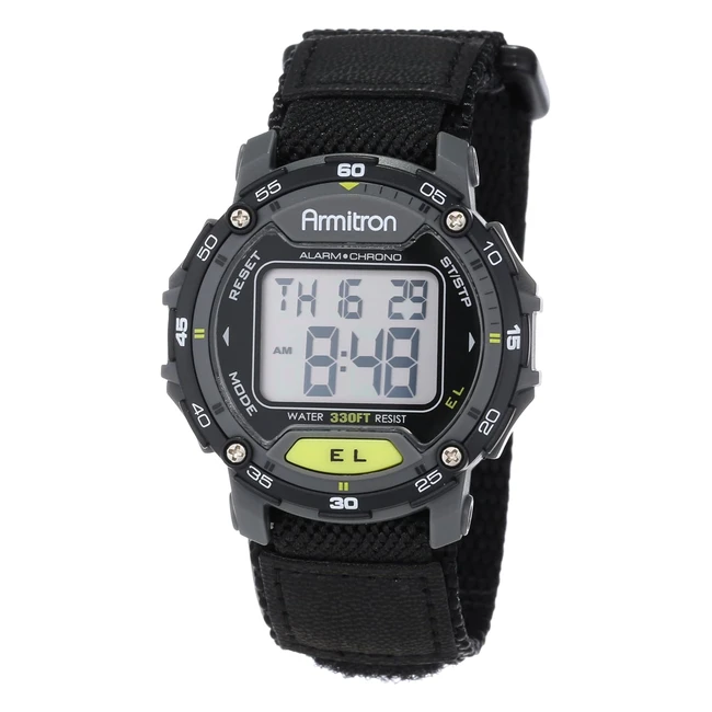 Armitron Sport Unisex 408291BLK Digital Chronograph Watch - Grey Accents, Black Nylon Strap