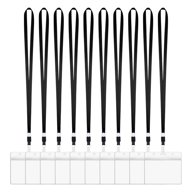 Porte-badge Vicloon avec lanière - Lot de 10 - Transparent - Étanche - Pour bureau et exposition