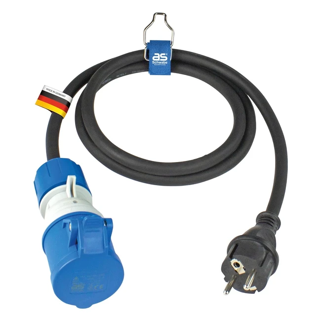 CEE Camping Adapter Kabel 15m, IP44, mit Powerlight Spannungsanzeige, Schutzkontaktstecker, für Outdoor-Einsatz