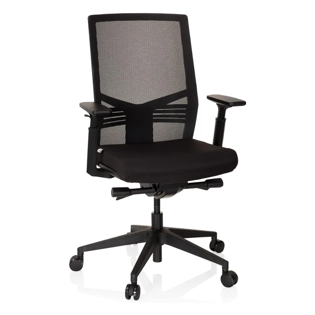 HJH Office Vareto I 720096 Bürostuhl Stoff Mesh Schwarz Drehstuhl Ergonomische Rückenlehne und Armlehnen Höhenverstellbar