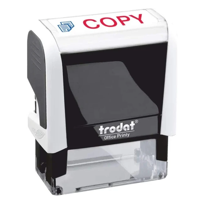 Trodat Stamp 4912 Office Printy - English Text Copy - Self Inking - Red/Blue Ink - 18x46mm