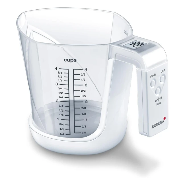 Balance de cuisine électronique Korona Mia 2050171 en blanc - Écran LCD couleur transparent - Dimensions: 145 x 146 x 215 mm