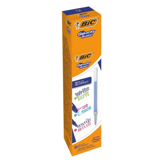 BIC 944097 Gelocity Illusion Erasable Gel Pen Refills - Blue (Box of 12)
