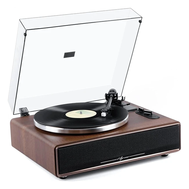 1byone Plattenspieler mit integrierten Lautsprechern Bluetooth 33/45 U/min Riemenantrieb MM Vinyl-Schallplattenspieler mit Auto-Stop-Funktion Phono-Vorverstärker