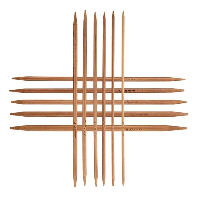 Set Ferri Maglia 55 Pezzi Doppia Punta Bambù Carbonizzato 11 Misure