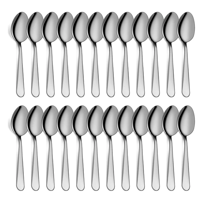 Teaspoons Set of 24 - 6 Inch Stainless Steel Tea Spoons - Food Grade Cutlery - Dishwasher Safe