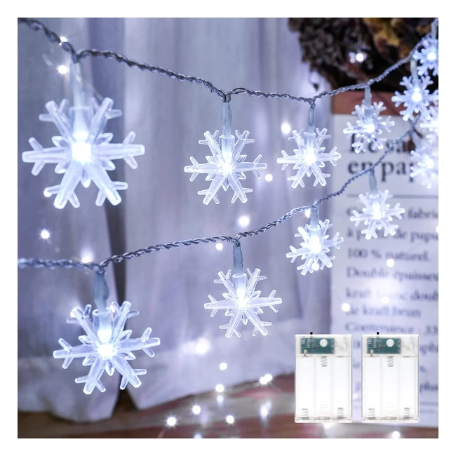 Lot de 2 Guirlandes Lumineuses Intérieur Philzops 4m 40 LED Flocon de Neige Blanc Froid
