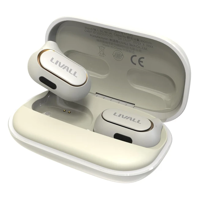 livall lts21 pro OpenEar Kopfhörer, kabellose Sport-Ohrhörer für Workouts und Laufen, eingebautes Mikrofon, leichter und sicherer Tragekomfort, weiß