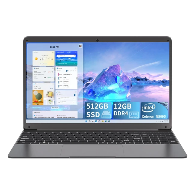 Ordinateur portable Sgin 156 pouces, 12Go DDR4, 512Go SSD, Intel Celeron Quadcore, FHD 1920x1080, Batterie 532Wh