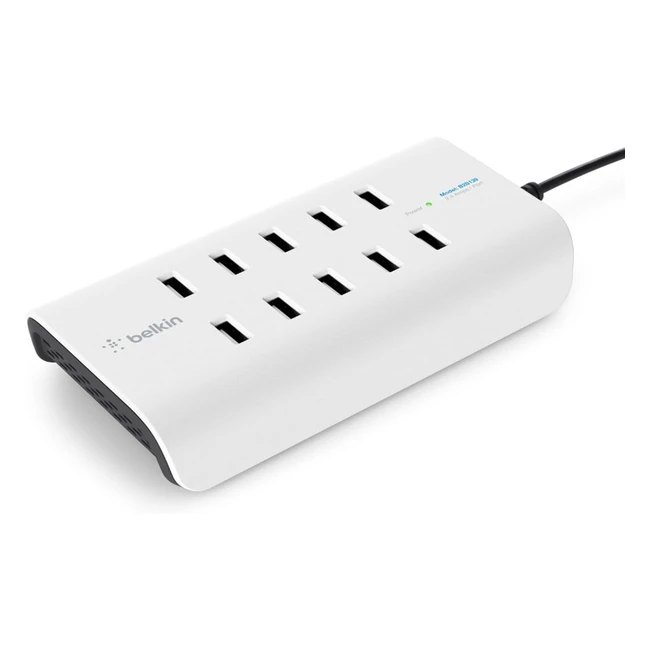 Belkin Rockstar 10-Port USB-Ladestation, 120W, 24A je Port, Weiß