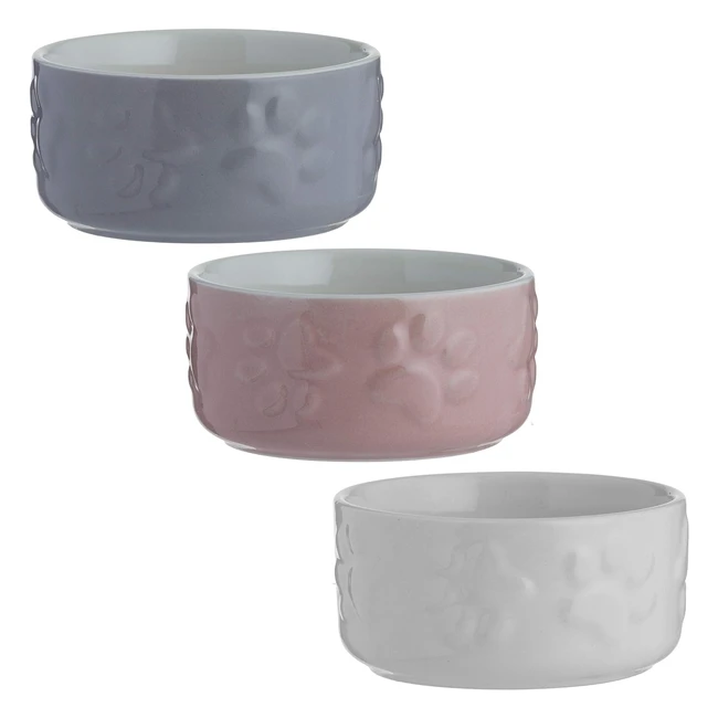 Mason Cash Colour Mix Stoneware Small Pet Bowl - Assorted Colours - Cream Grey Pink - 8cm