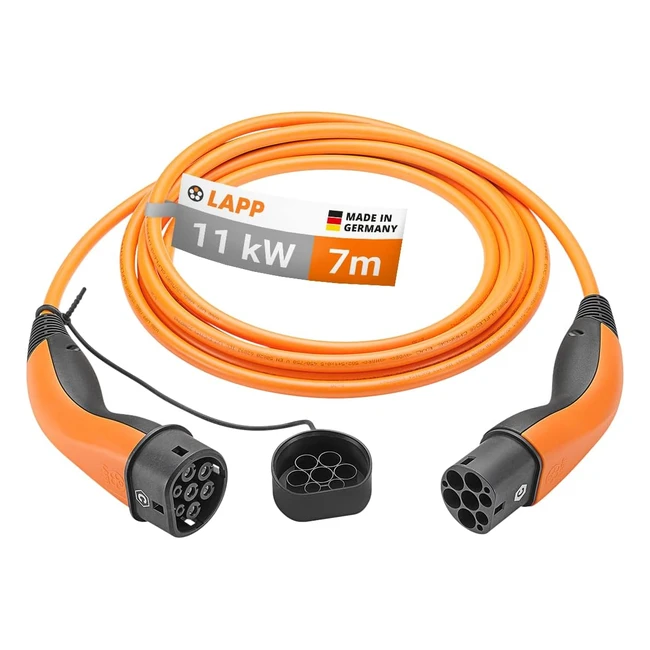 Lapp Mobility Typ 2 Ladekabel 11 kW - 20 A - 3-Phasen - E-Auto Ladekabel - Mode 3 - 7m