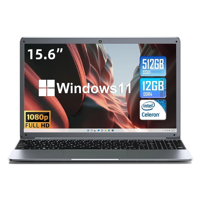 SGIN 15,6 Zoll Laptop 11 Home 12GB RAM 512GB SSD ROM Laptop TF 512GB Celeron N5095 bis zu 2,9 GHz FHD 1920 x 1080 IPS 2 x USB 3.0 Bluetooth 4.2 Dual-Band WiFi