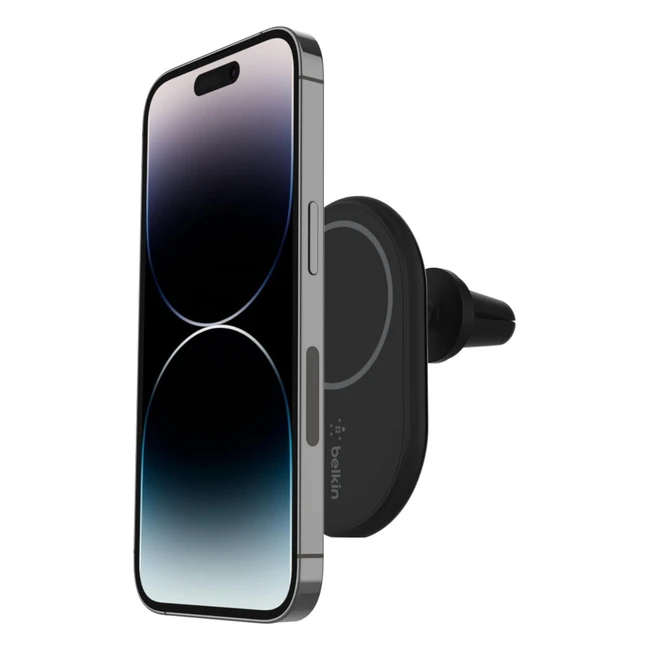 Belkin BoostCharge Kfz-Halterung mit Magnet, kabelloses Schnellladen, kompatibel mit iPhone 15, 14, 13 und anderen Geräten