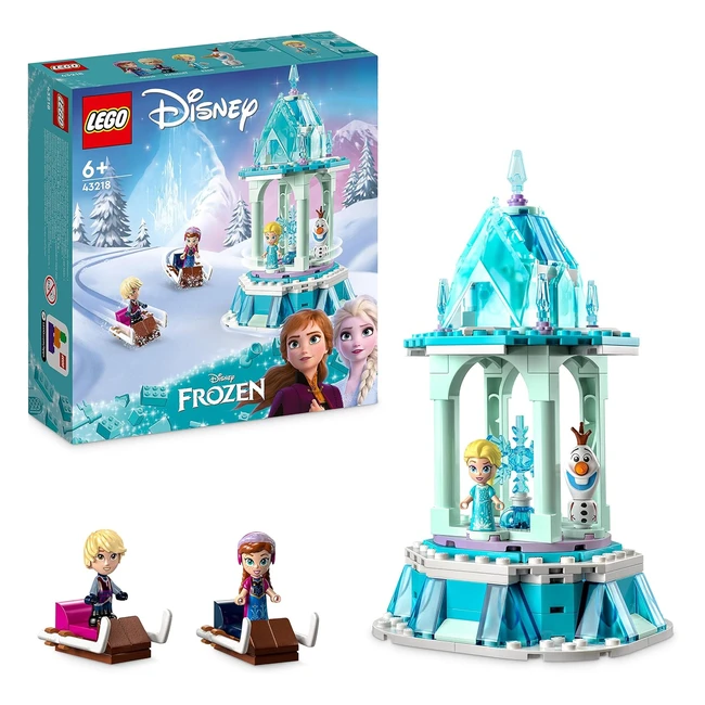Lego Disney Frozen Tiovivo Mágico de Anna y Elsa - Juego inspirado en el Castillo de Frozen - ¡Diviértete con las princesas y Olaf! - Para niños y niñas