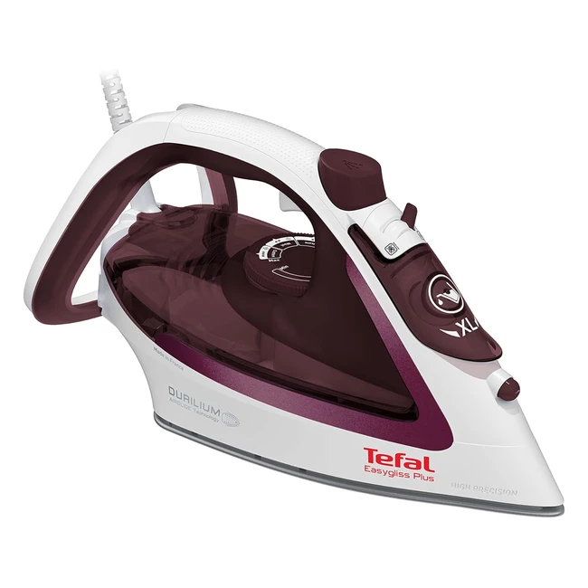 Tefal FV5716 Easygliss Plus Dampfbügeleisen 190 g/min Dampfstoß Vertikaldampf XL-Wasserfüllöffnung Stabiler Ständer Durilium Airglide Bügelsohle Weiß/Bordeaux