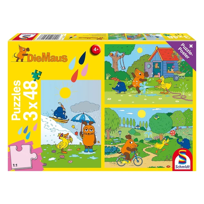 Schmidt Spiele 56213 Viel Spaß mit der Maus 3x48 Teile Kinderpuzzle