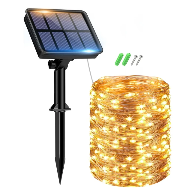 BTfarm Solar Lichterketten 15m 150 LED Solar Lichterketten für den Außenbereich wetterfest 8 Modi Solar Lichterketten wasserdichtes Kupferdraht für Garten Balkon Terrasse Tor Hof Party Dekoration