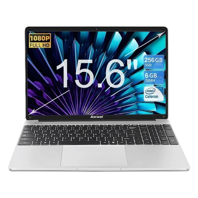 Ordinateur Portable J4105 25GHz 256Go SSD 156 Intel 6Go PC Laptop Windows 11 FHD1080 WiFi Bluetooth HDMI