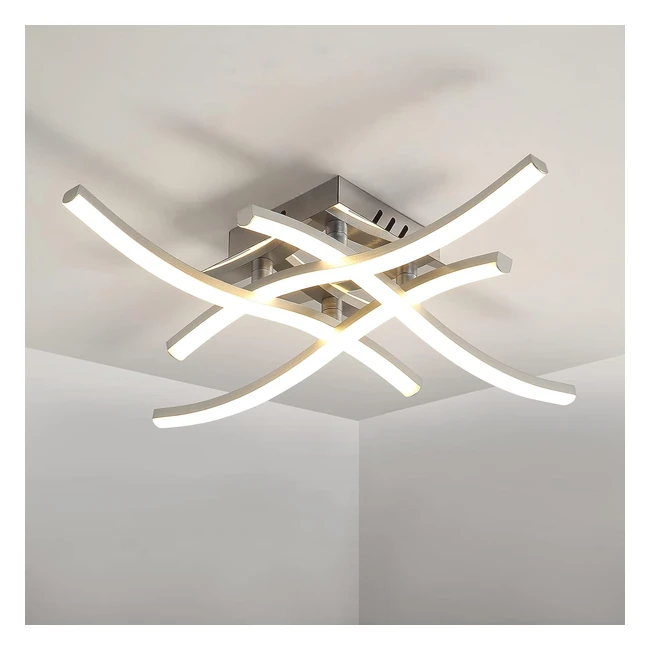 Plafoniera LED Soffitto Lampadario Design Curvo Moderna 4 Barre Luminose 24W 2700lm