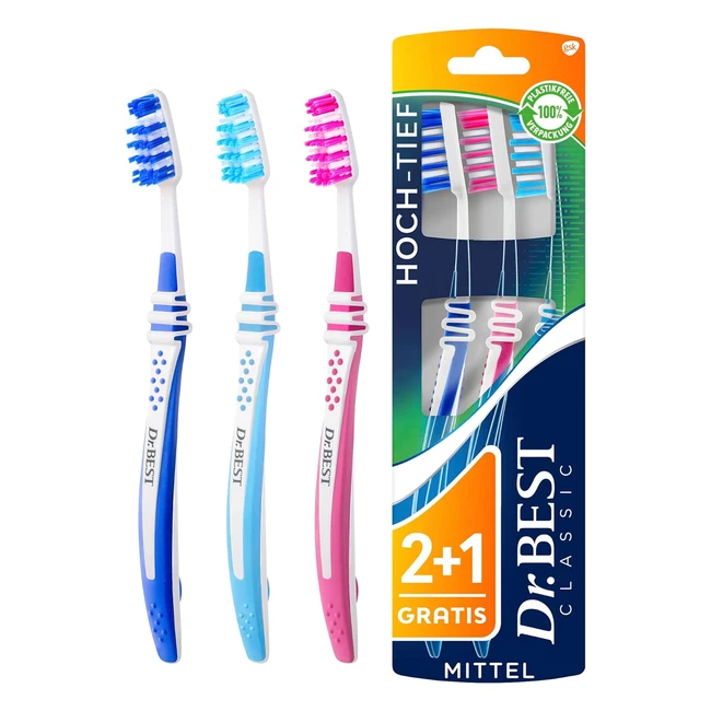 Spazzolino da denti DrBest ad alta profondità - Confezione risparmio 2+1 gratis