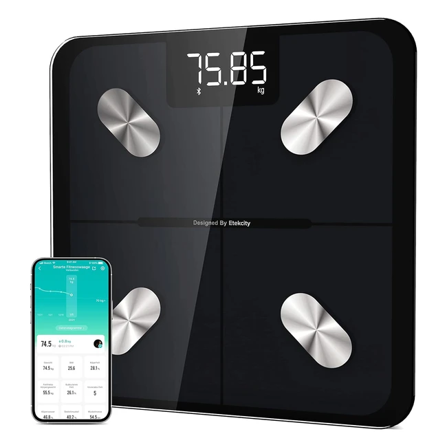 Etekcity Körperfettwaage mit App - Digital für Baby, Schwangere und leichte Gegenstände - Smart Fitness Waage - BMI, Körperdaten - 400lbs, 11x11 Zoll