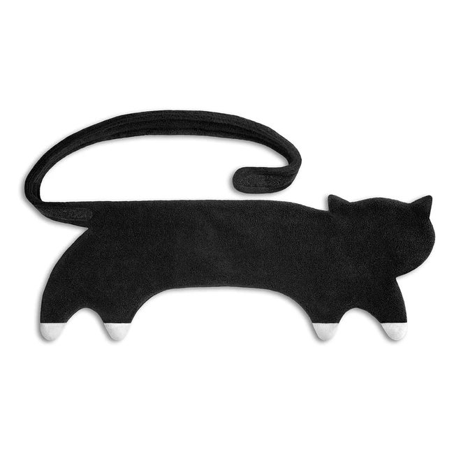 Coussin chauffant Leschi pour soulager les maux de dos et de ventre - Bouillote pour micro-ondes - Coussin en graines de blé pour femmes, enfants et bébés - Coliques - Chat Coco Noir