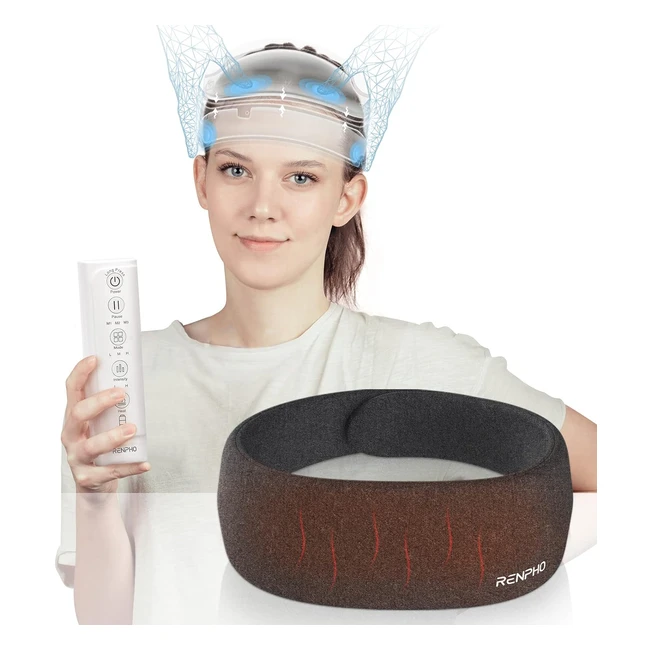 Renpho Heated Head Massager - Portable Scalp Massager with 3 Modes - Relieve Stress, Migraines, Headaches - Adjustable Size