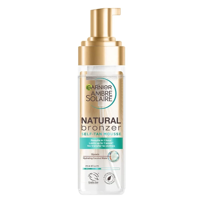 Garnier Ambre Solaire Natural Bronzer Self Tan Mousse 200ml - Streak-Free, Intense Fake Tan
