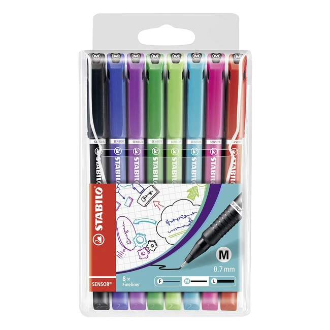 Fineliner Stabilo Sensor M, Tratto Medio 0.7mm, Astuccio da 8 Colori