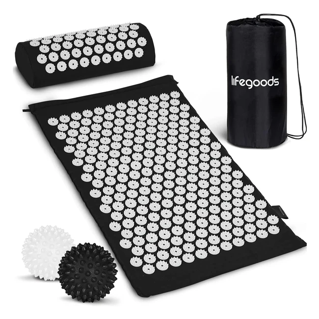 Esterilla Acupresión Lifegood Eco con Cojín Masaje y Bolsa - Alivio Dolor y Relajación - Flor de Loto