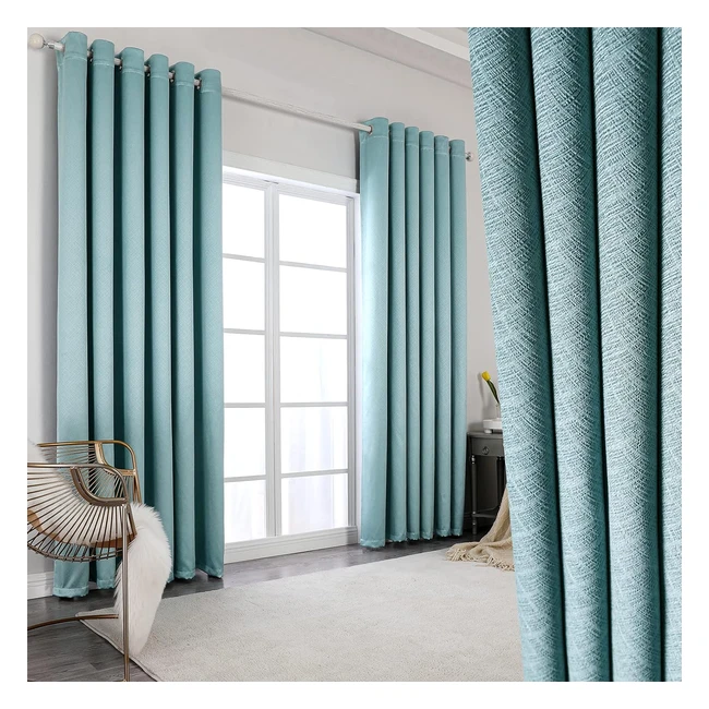 Teal Green Blackout Eyelet Curtains - Thermal Insulated, Noise Reducing, Extra Long - 90x90inch (2 Panels)