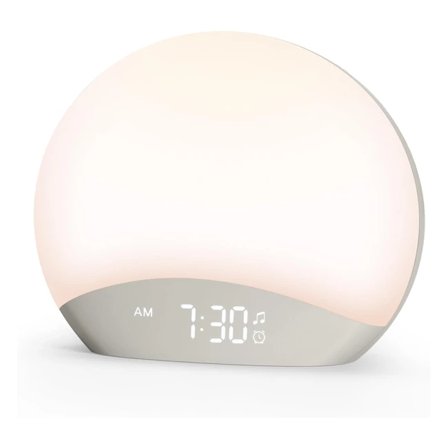 Reacher Sunrise Alarm Clock - Natural Orange Wake Up Light - 26 Natural Sounds - Sleep Better and Wake Refreshed